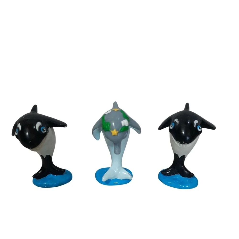1987 SeaWorld Shamu Dolphin Whale PVC Figure Set of 3 Cake‎ Toppers Vintage